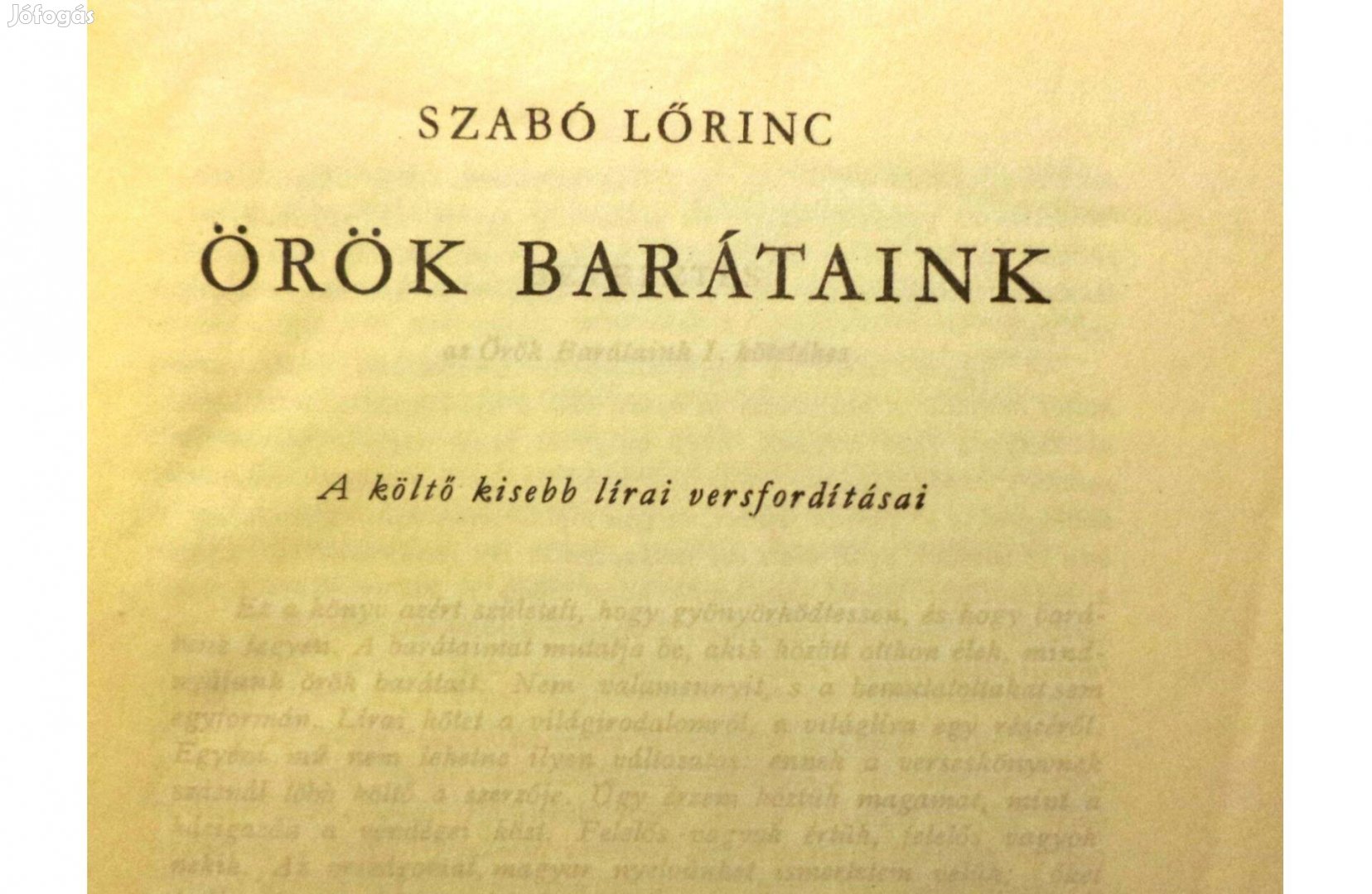 Szabó Lörinc: Örök barátaink I