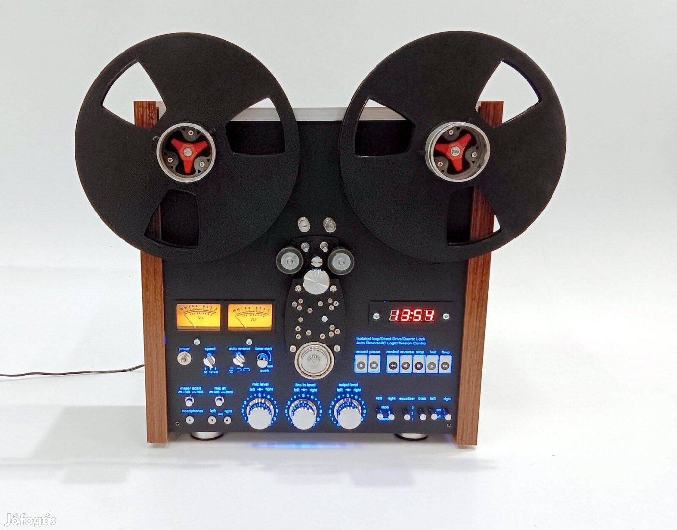 Szalagos magnó makett + LED óra és hőmérő tape to reel díszlámpa