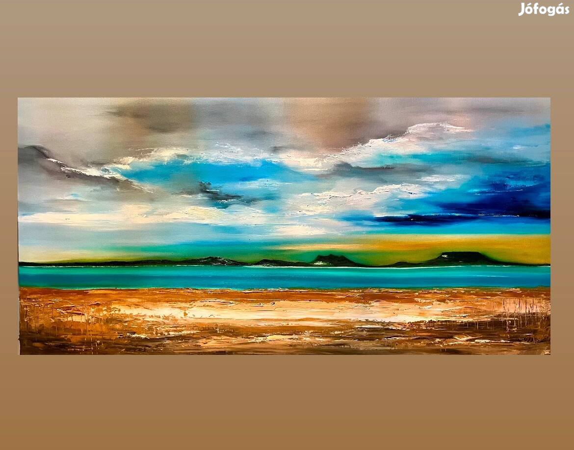 Szalai Krisztián Balatonfenyves 40x80cm Balatoni olajfestmény