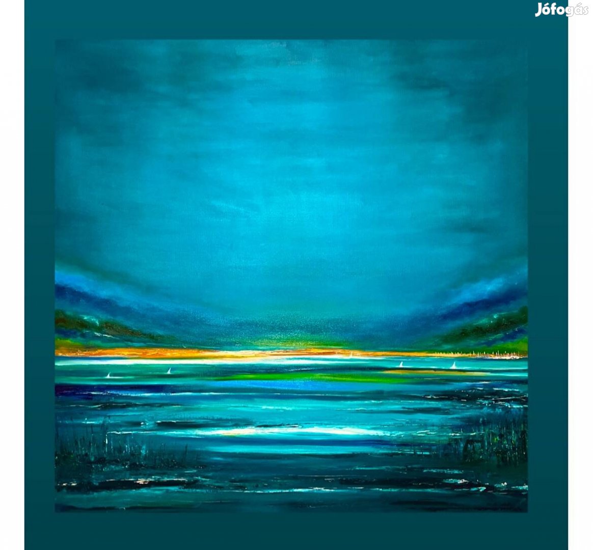 Szalai Krisztián :Viharos Balatoni vitorlások. 90x90cm olajfestmény