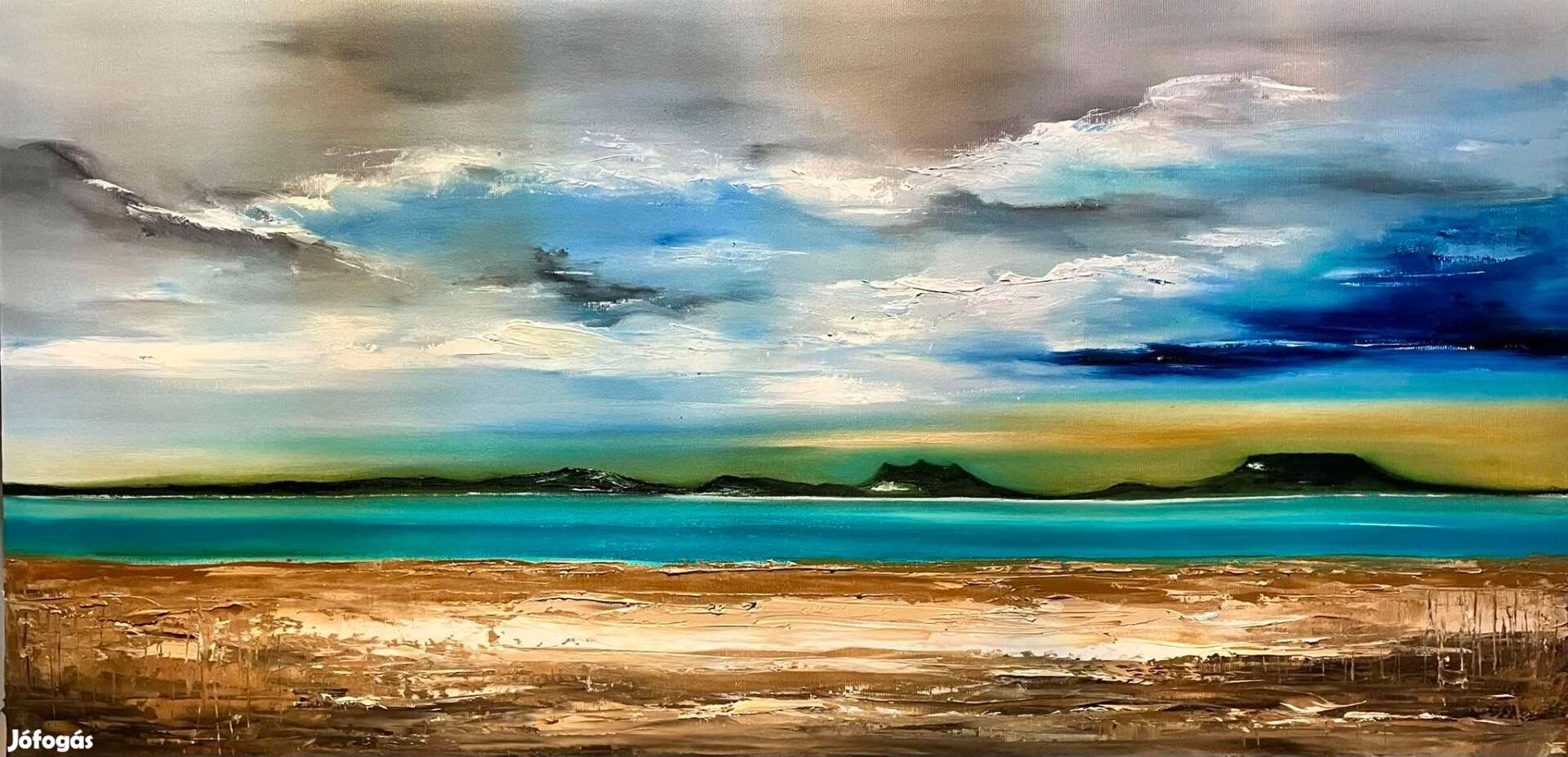 Szalai Krisztián : Balatonfenyves. 40x80cm olaj vászon, művésztől !