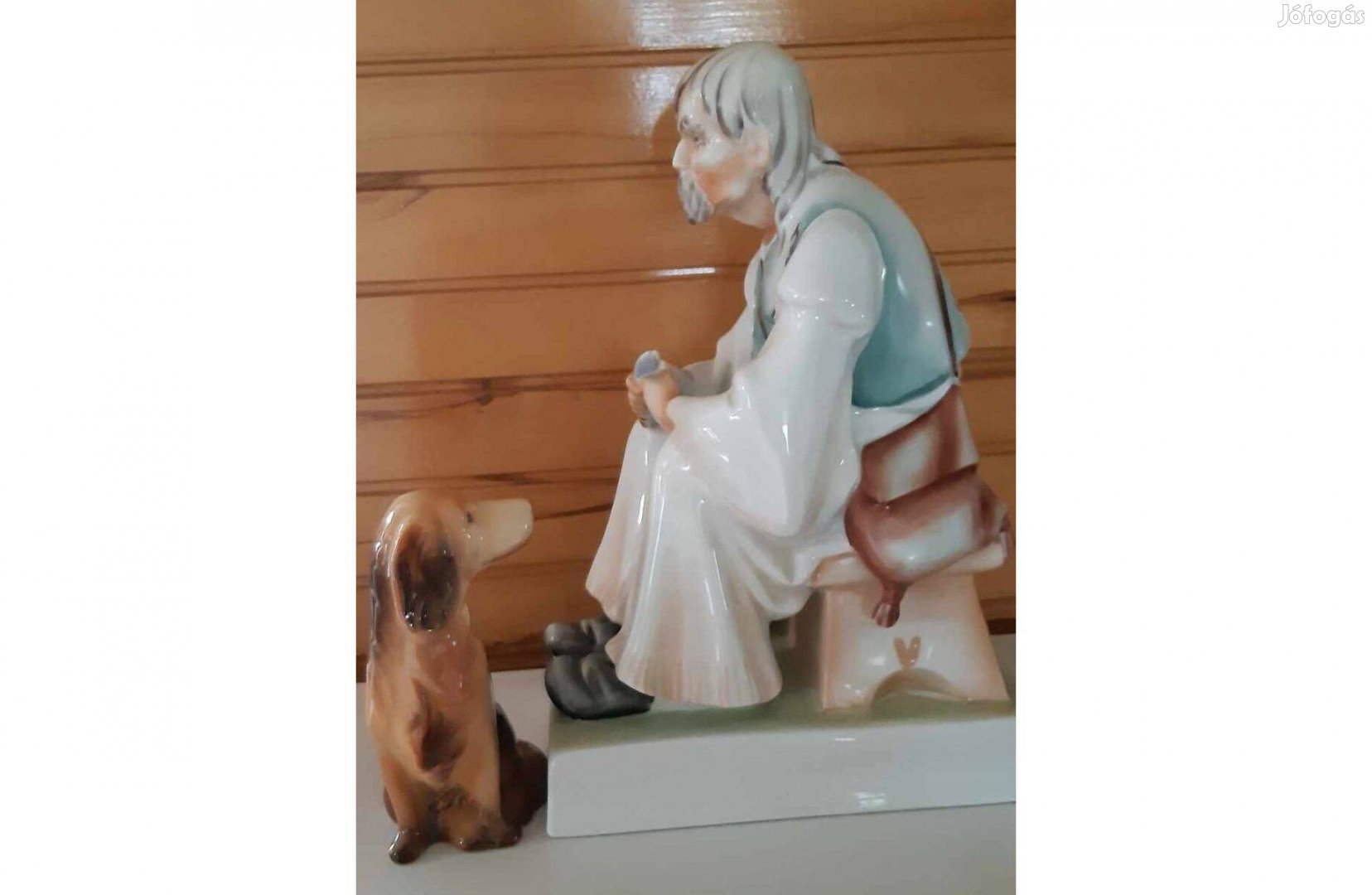 Szalonnázó paraszt - eredeti, hibátlan Zsolnay porcelán 35 cm