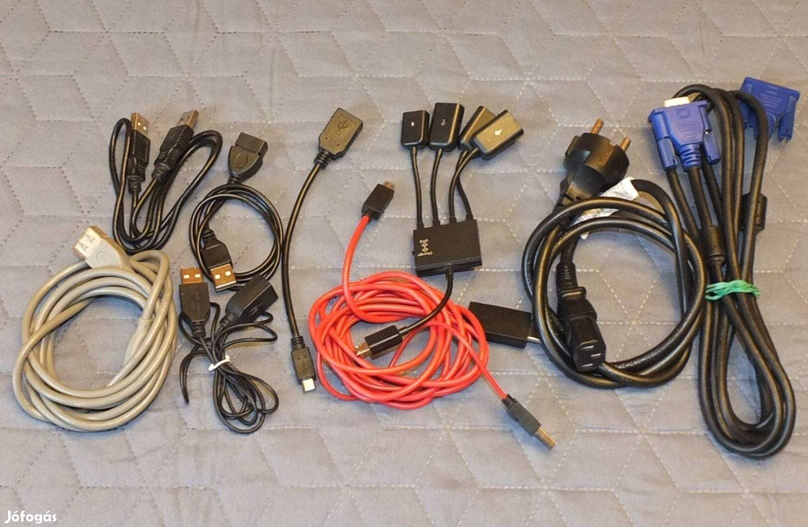 Számítógéphez kábelek pc, monitor, usb stb