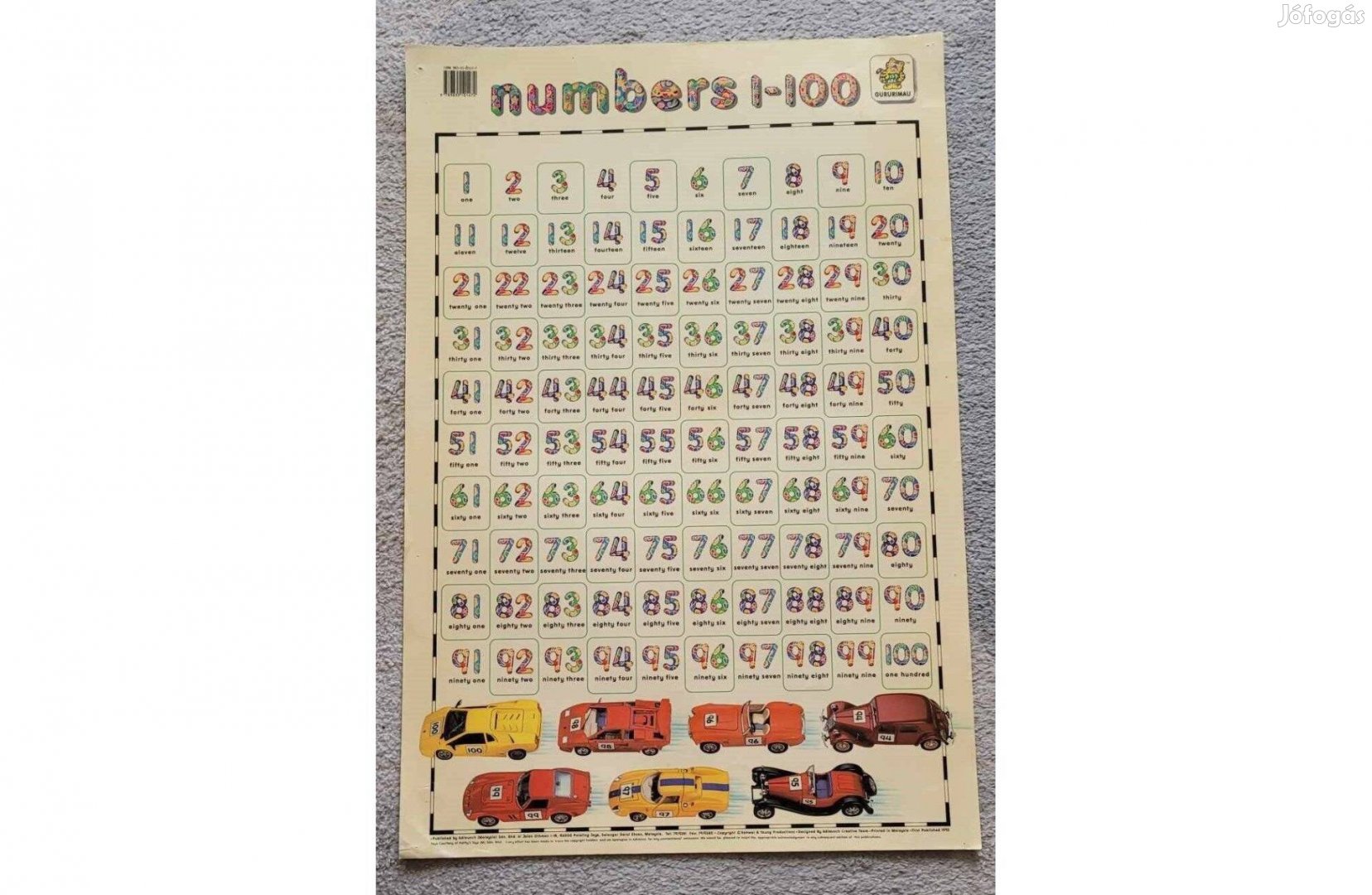 Számok 1-100-ig angolul -műanyag poszter