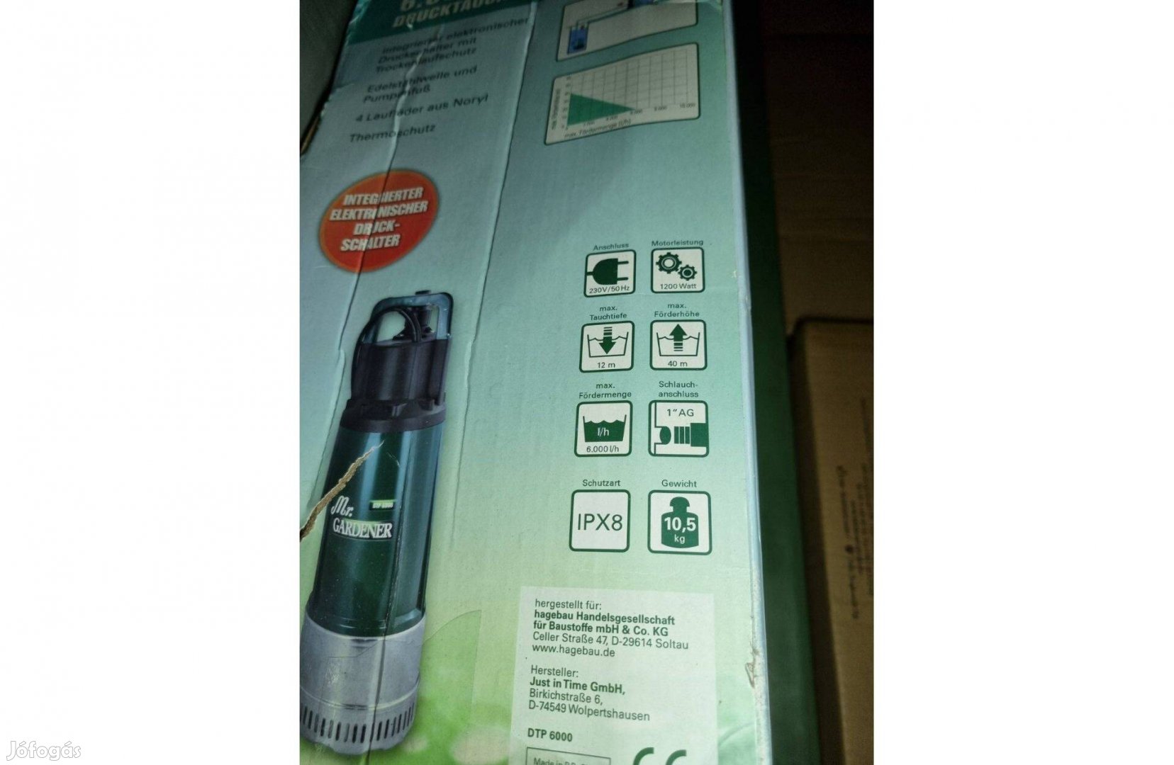 Száraz futás elleni védelemmel 1200W nagy vízhozamú