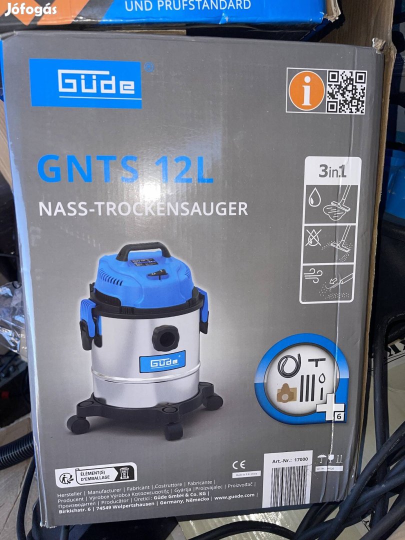 Száraz-nedves szennyeződésekhez porszívó Güde Gnts 12 L