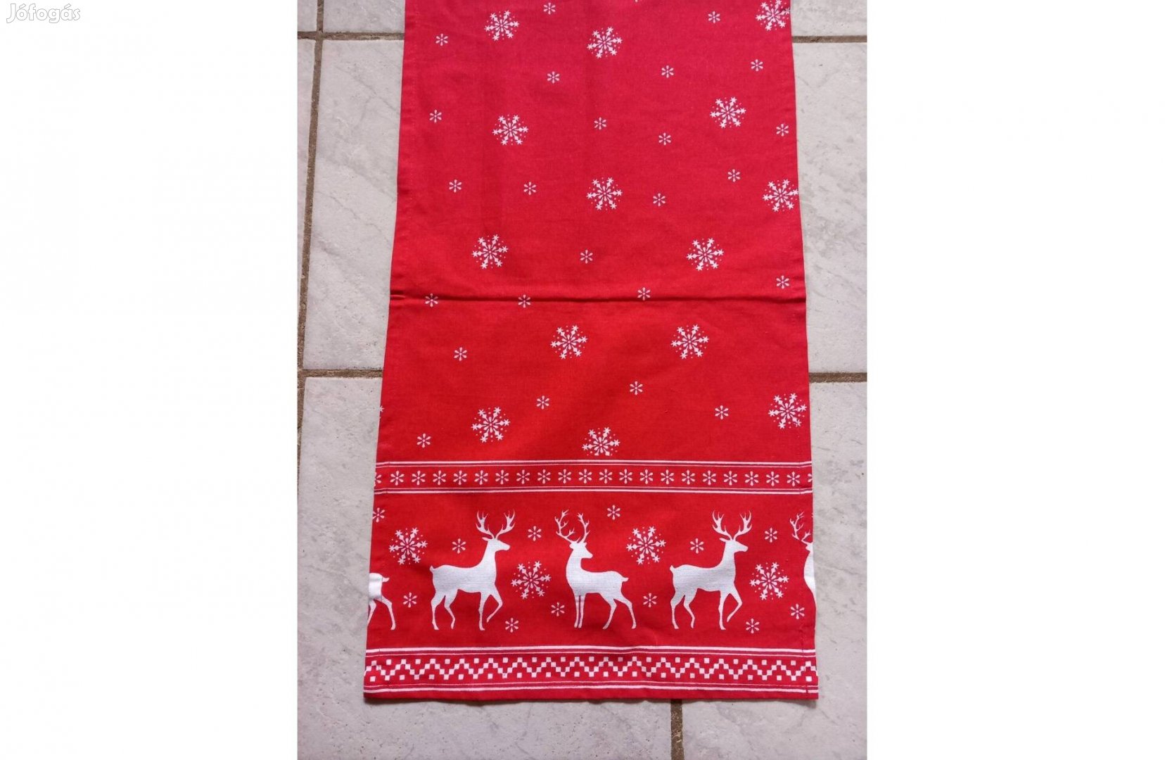 Szarvasos karácsonyi asztali futó, terítő 144 x 40 cm - Új