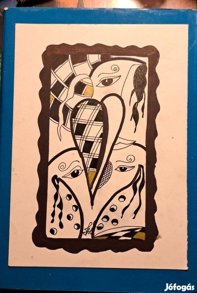 Szász Endre Tusrajz hollóházi porcelán terv,.Szecessziós