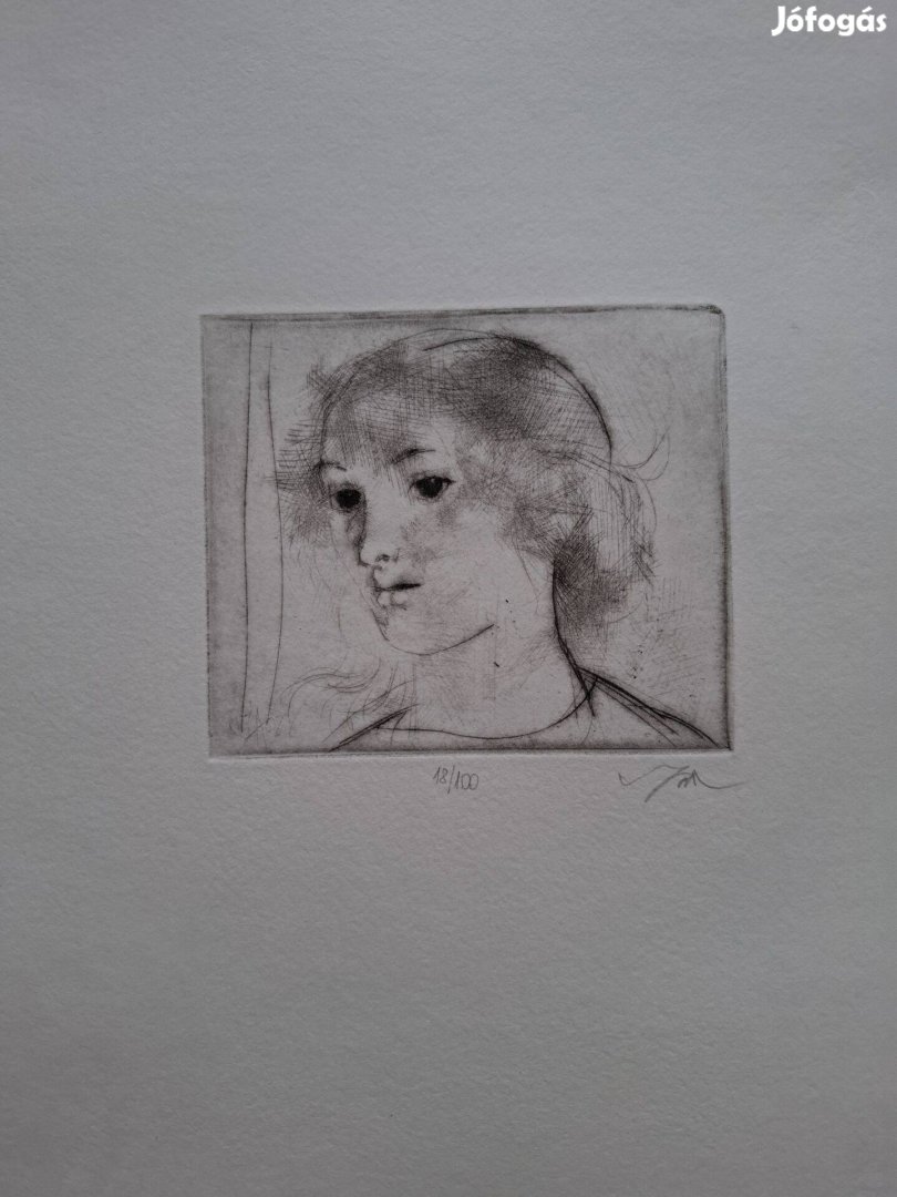 Szász Endre lány portré finom, elegáns grafika több sorszám