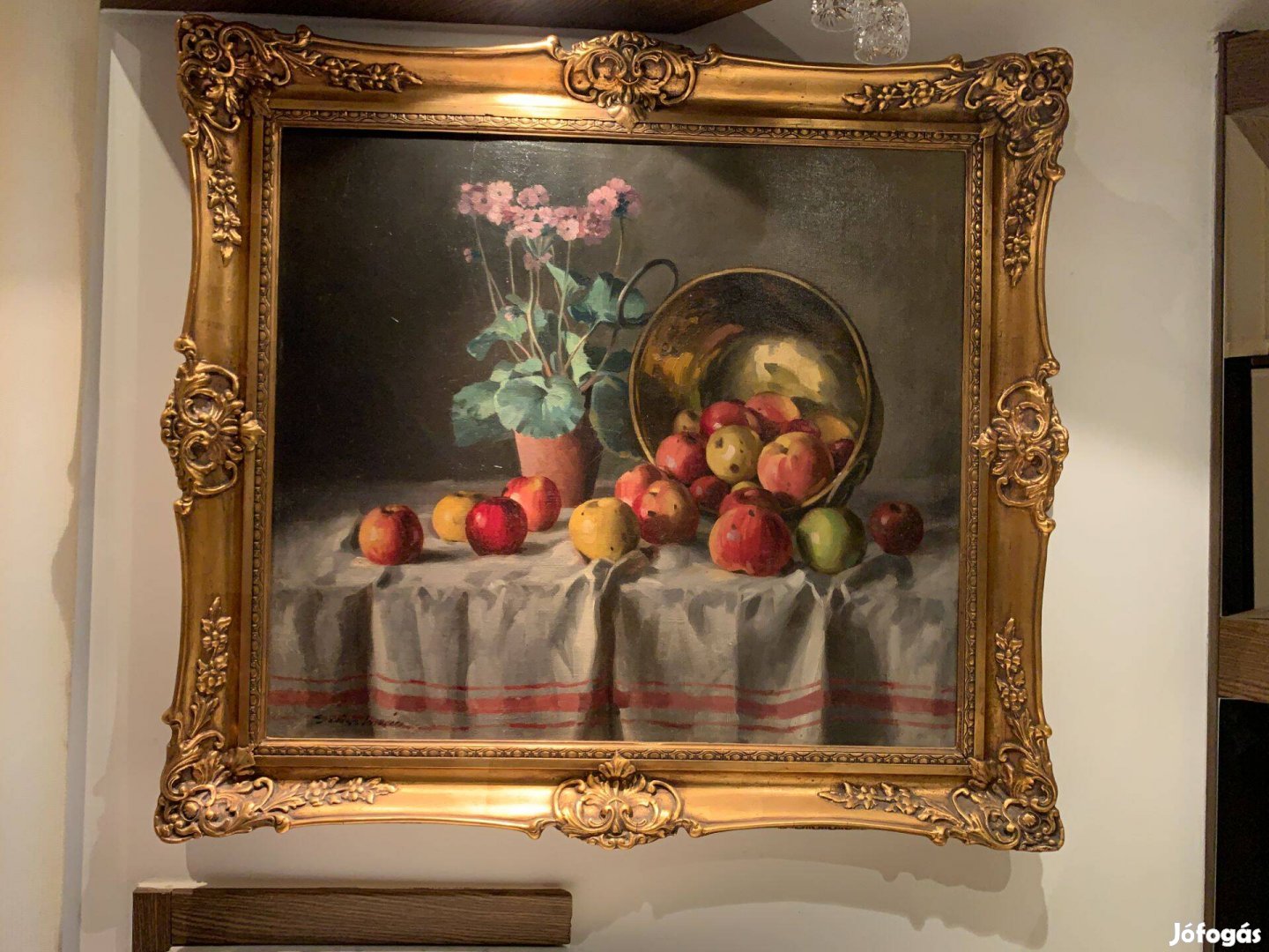 Szász István - gyümölcsök asztali csendélet 75x66cm olajfestmény eladó