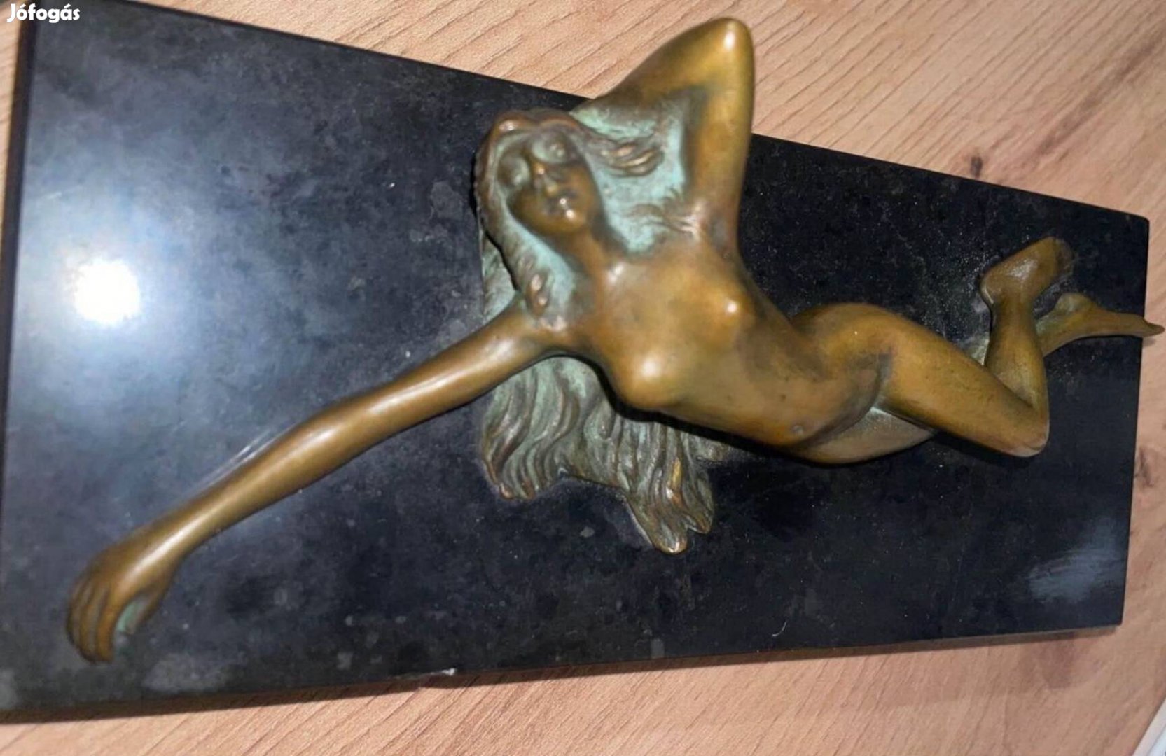Szecessziós női akt bronz szobor
