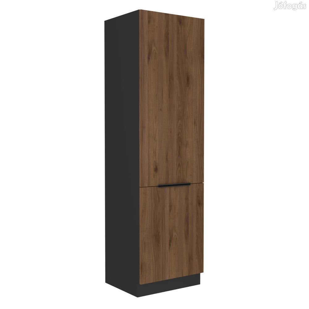 Szekrény beépíthető hűtőhöz, okapi dió/fekete, MENZO 60 LO-210 2F