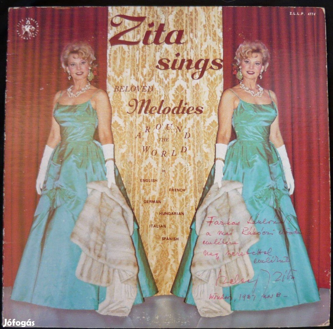 Szeleczky Zita: Zita Sings (EX állapotú dedikált, USA kiadású LP)