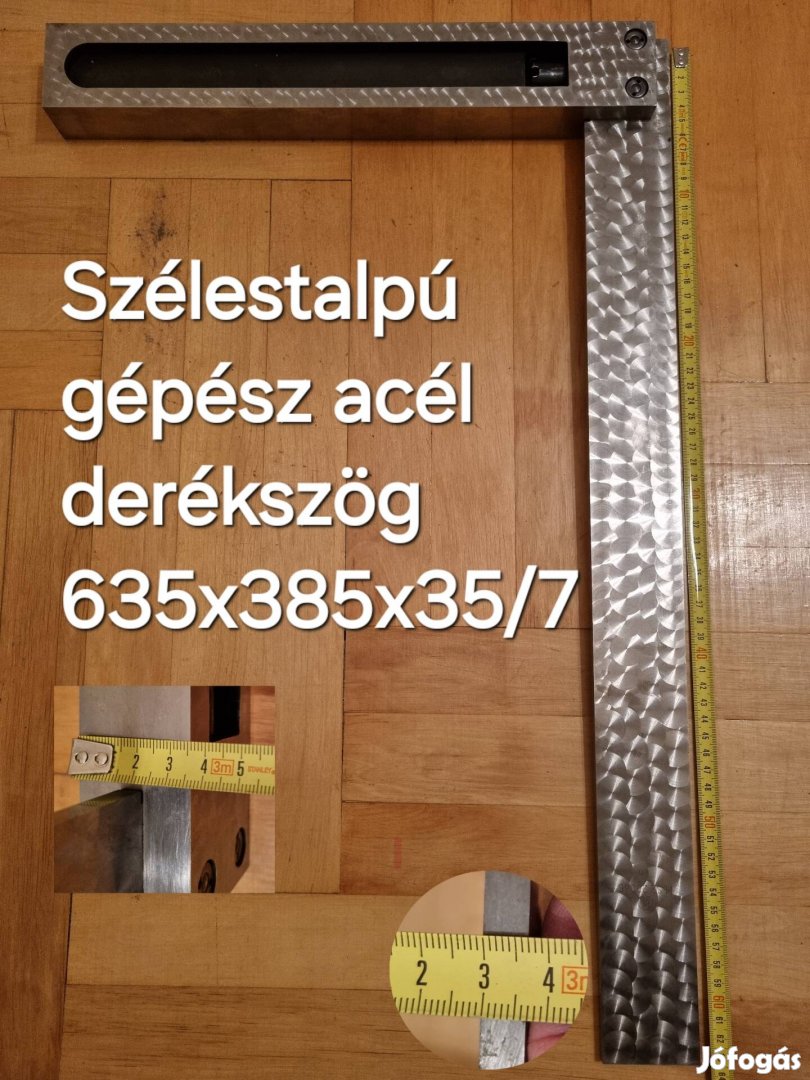Széles talpú acél gépész derékszög 635x385 mm