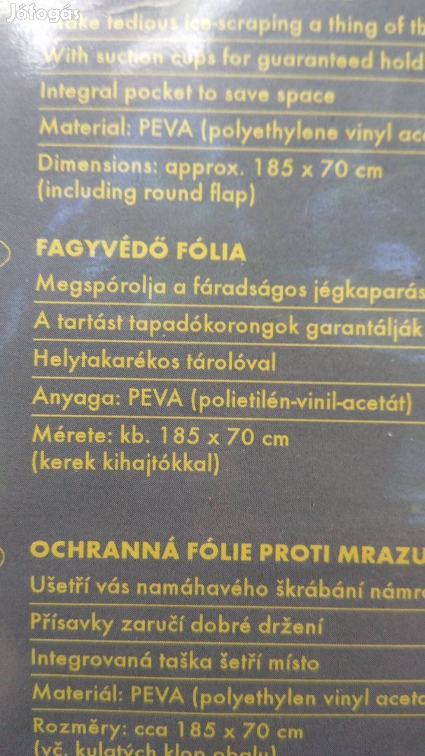 Szélvédő takaró lefagyás gátló