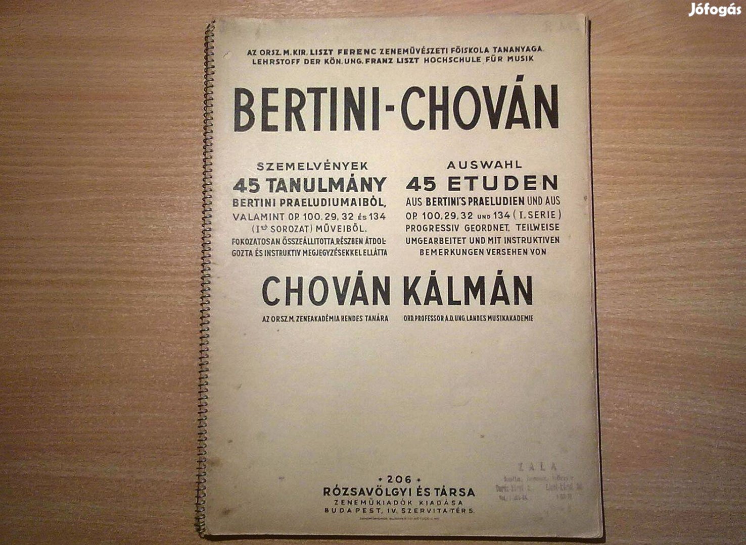 Szemelvények - 45 tanulmány Bertini praeludiumából (Rózsavölgyi, 1907)