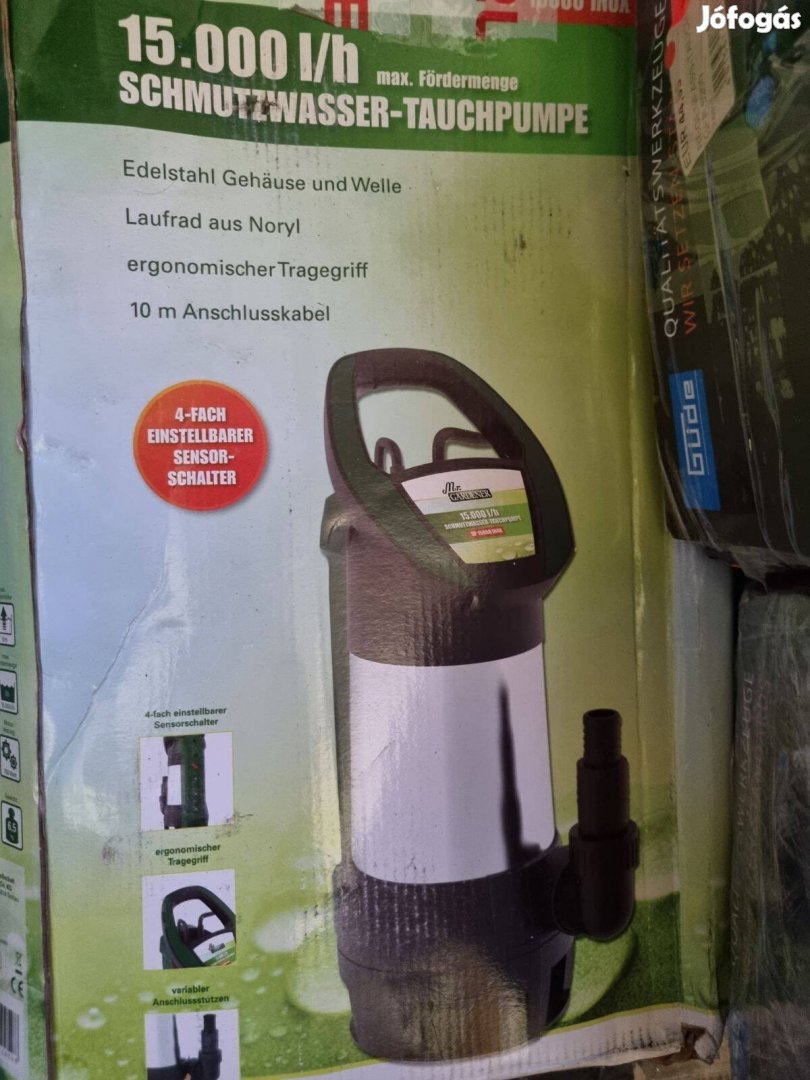 Szennyvíz szivattyú 15000L/h vízhozammal 750W-os motorral Inox házzal