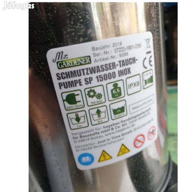 Szennyvíz szivattyú 15000liter/óra teljesítménnyel, szintjelzővel