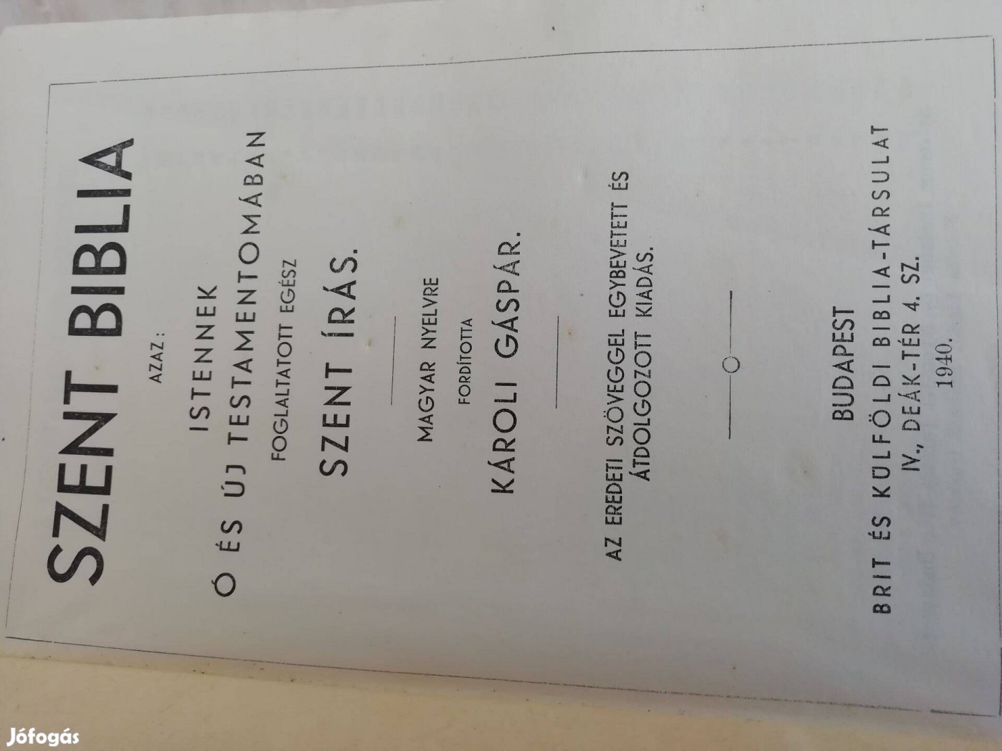 Szent Biblia II.Világháborús 1940-es kiadású ritka db