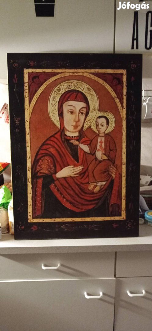 Szent kép. Máriapócsi szűz anya kasírozott. 68x48cm 