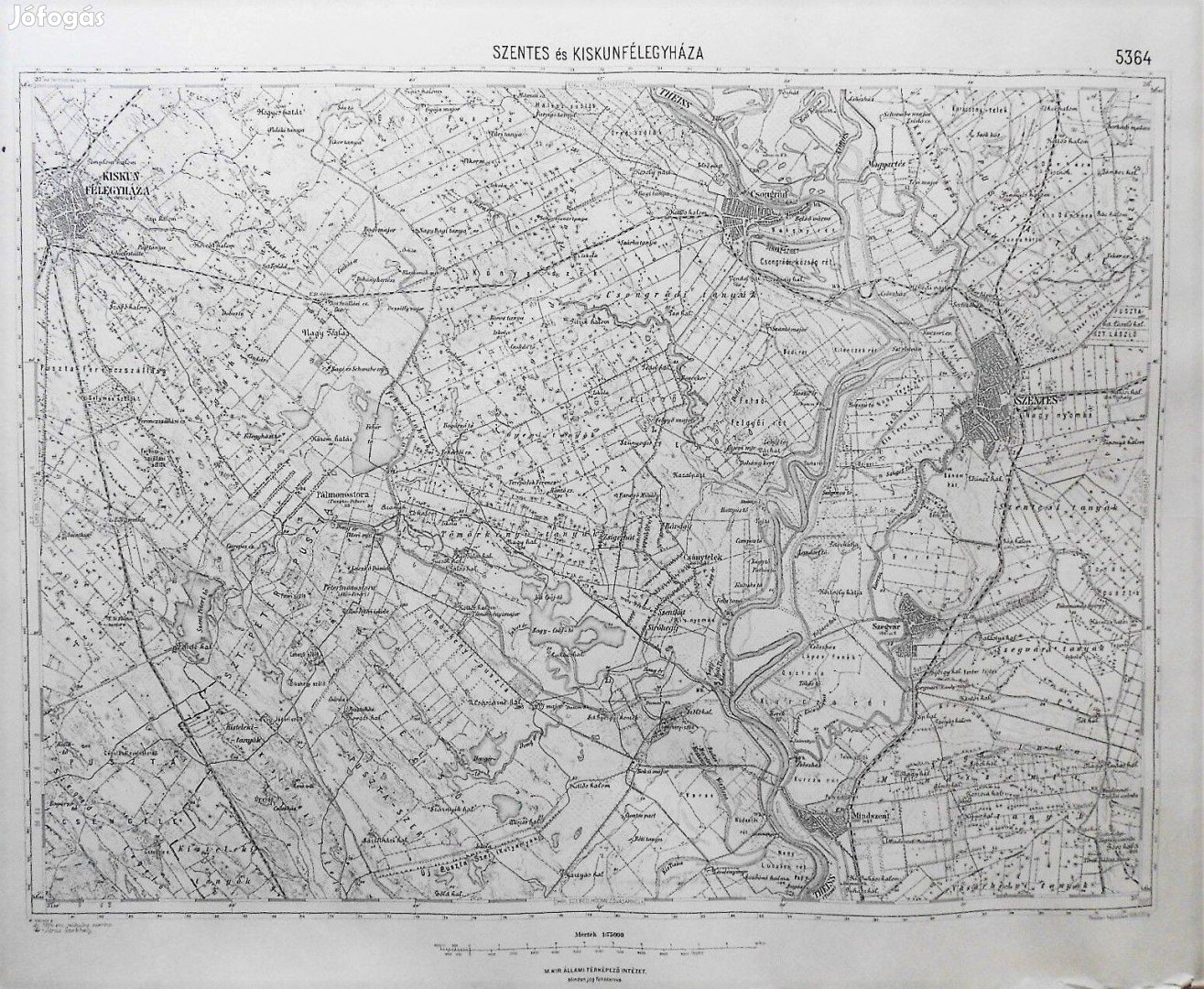 Szentes Kiskunfélegyháza Csongrád Tisza régi térkép 1927