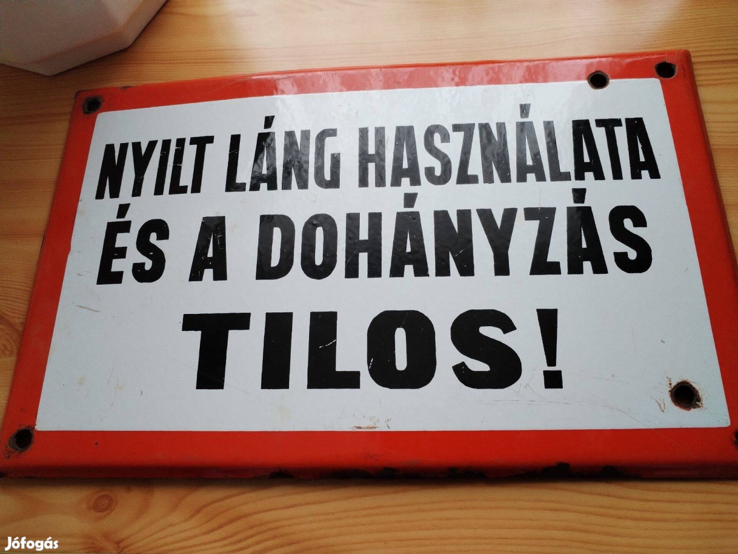 Szép Régi zománctábla Nyilt Láng Használata És A Dohányzás