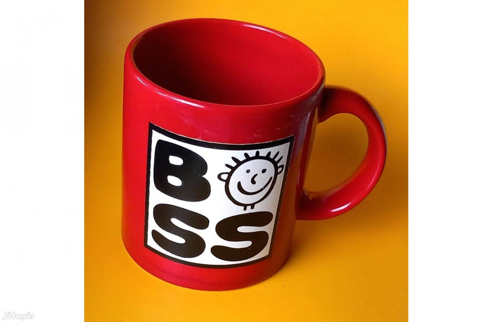 Szép, piros bögre (3dl), BOSS feliratos