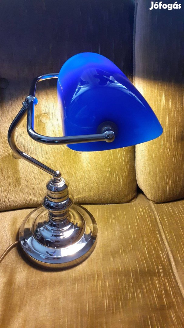 Szép kék - króm bankár lámpa