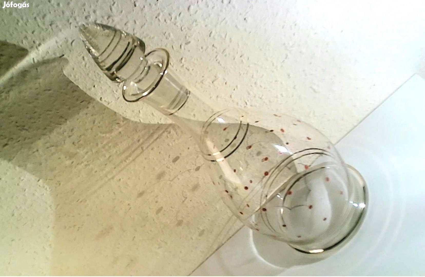 Szép régi parádi dekanter, boros kínáló üveg 33 cm