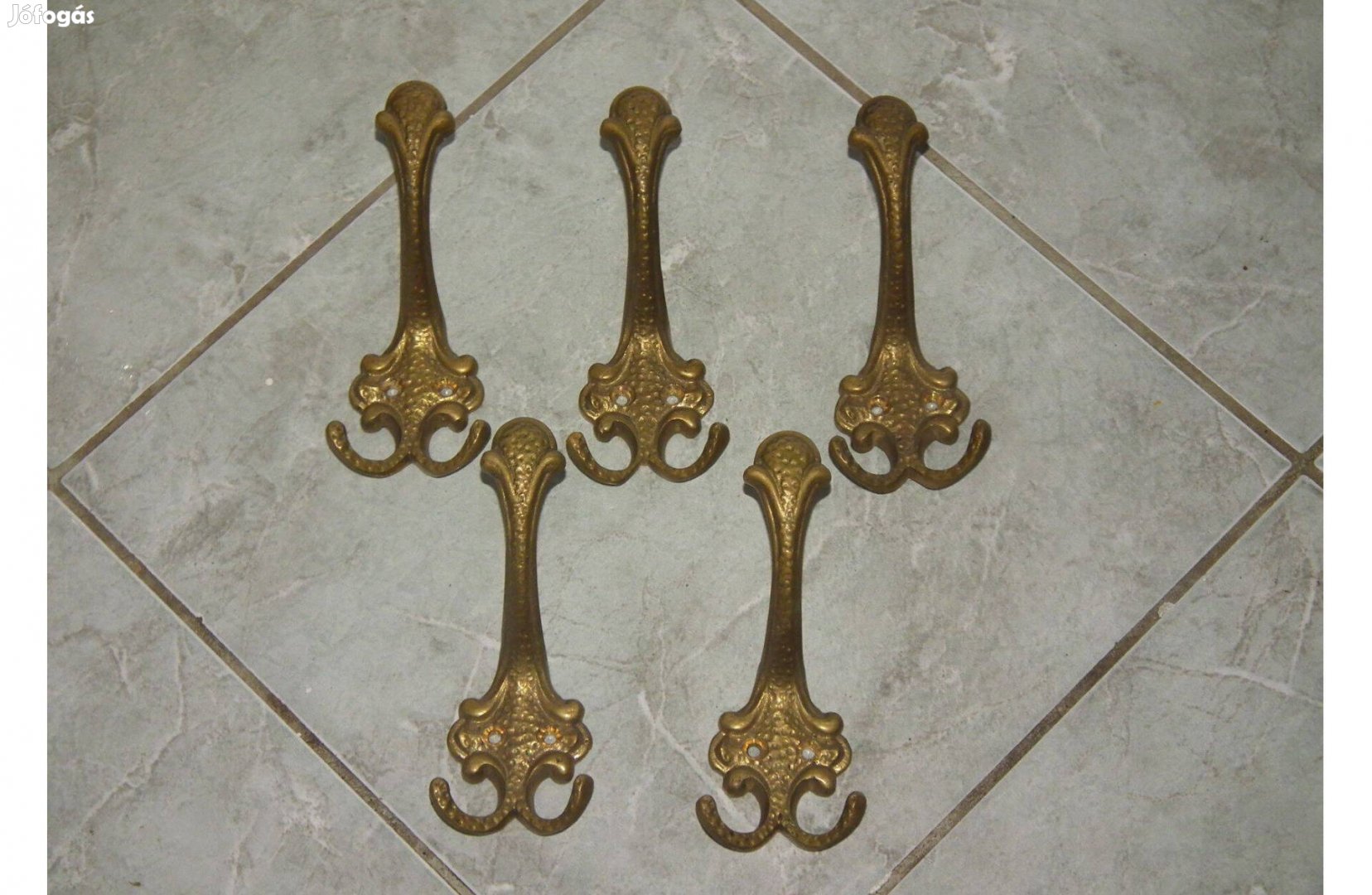 Szép réz fogasok három ágú 5 db egyben nr.2