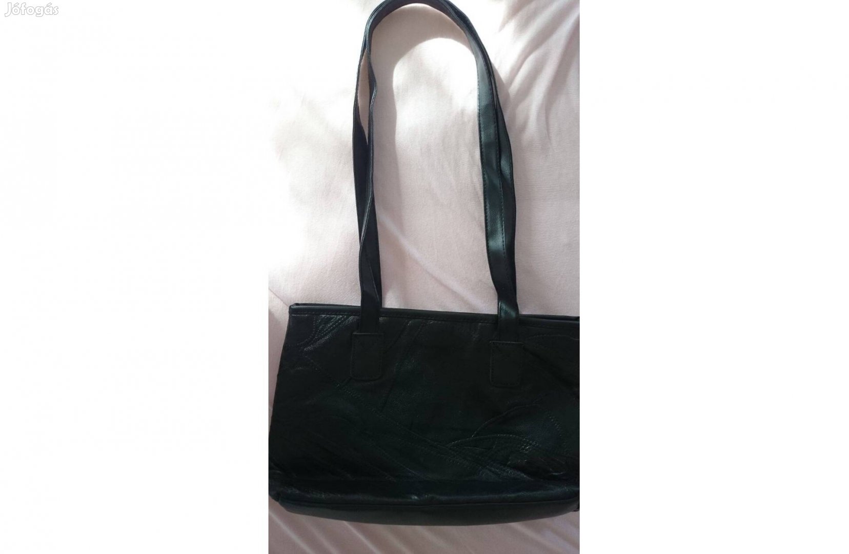 Szép új női táska, fekete műbőr/bőr válltáska eladó