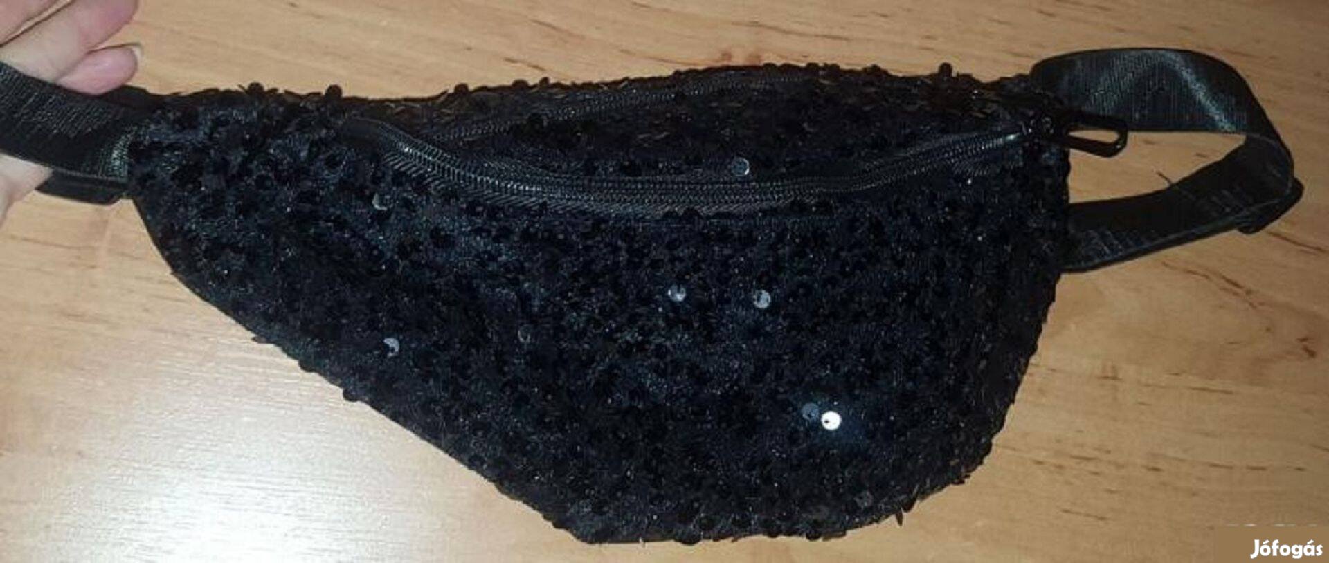 Szépséges flitteres fekete különleges övtáska Akció