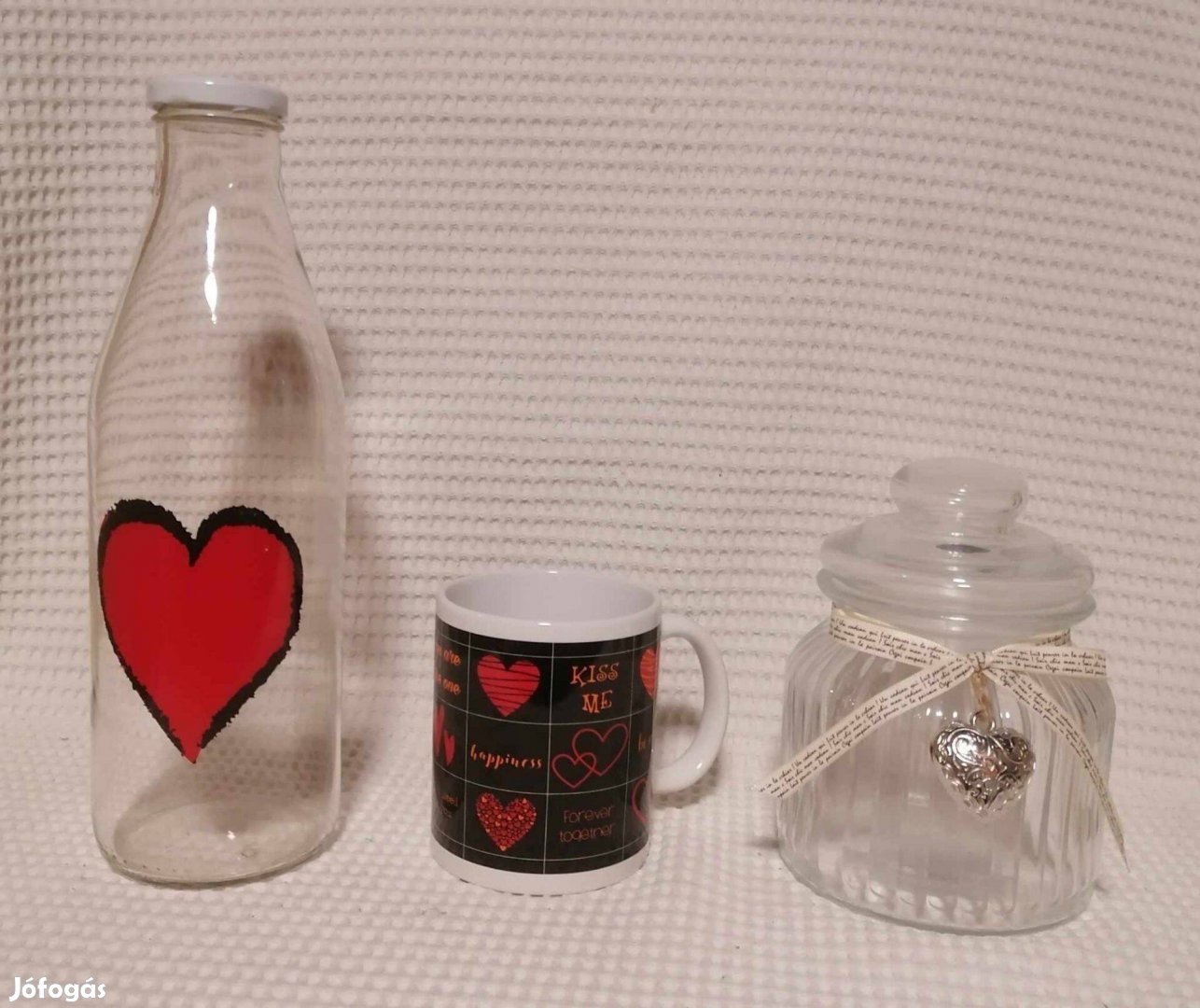 Szerelmi Tárgyak Bögre Tejes Üveg Fedeles Üveg Tároló Szett