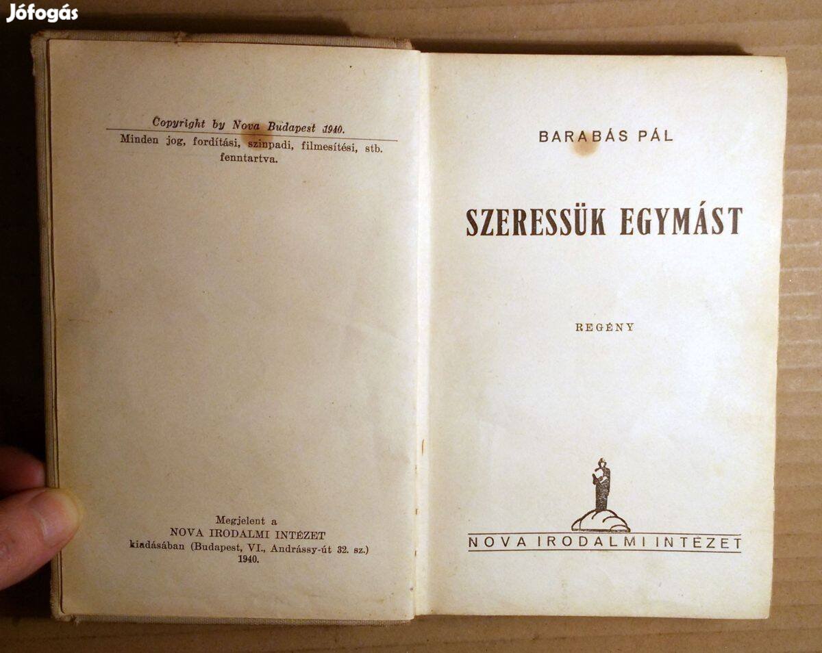 Szeressük Egymást (Barabás Pál) 1940 (viseltes) 9kép+tartalom