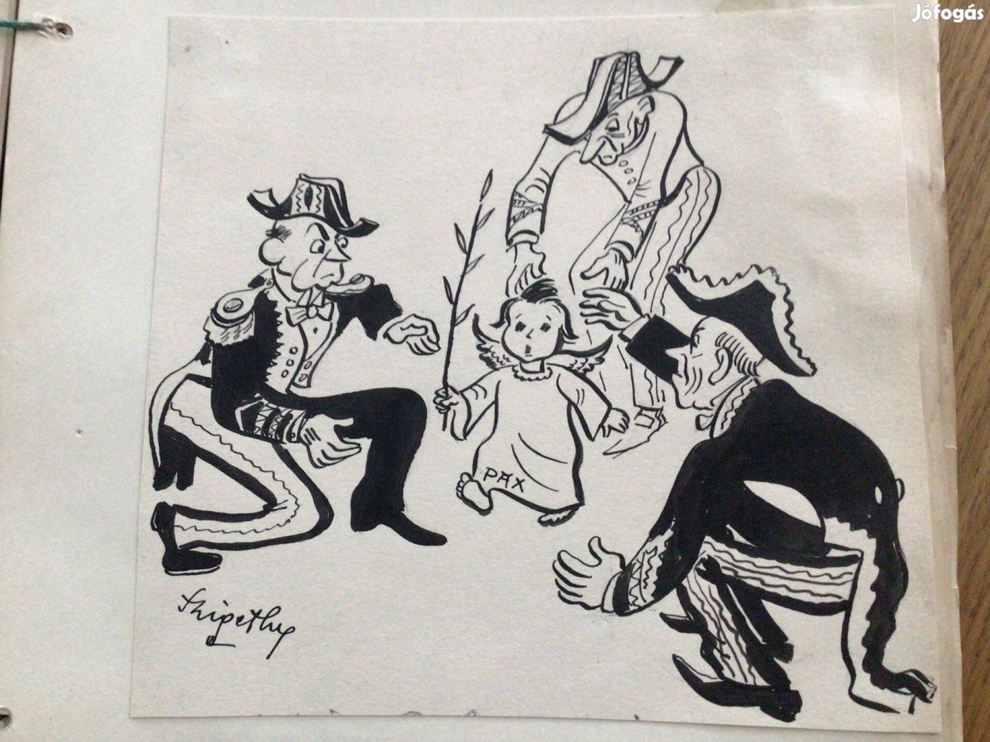 Szigethy István eredeti karikatúra rajza a Szabad Száj c. lapnak