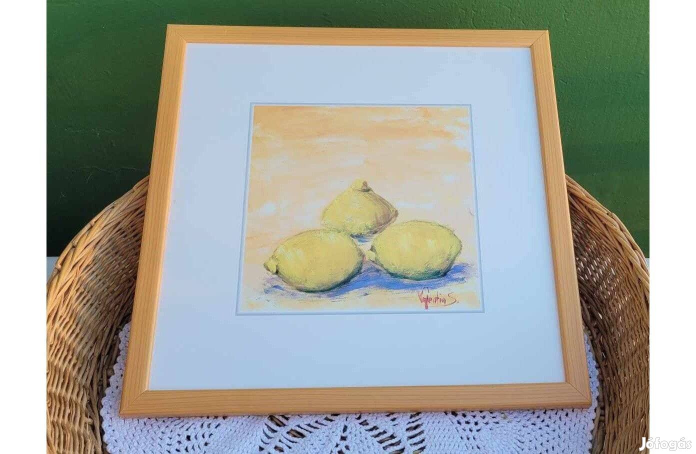 Szignózott citrom csendélet -nyomat kép