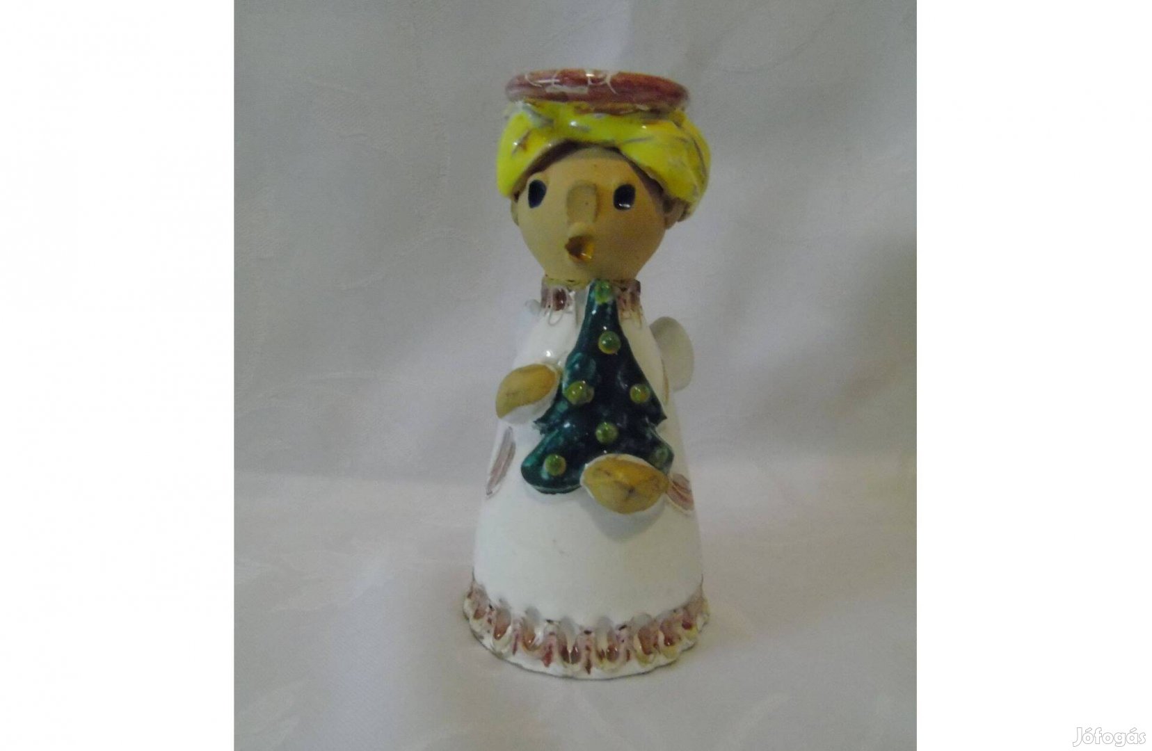 Szilágyi Mária keramikus Angyalka fenyőfával dísztárgy