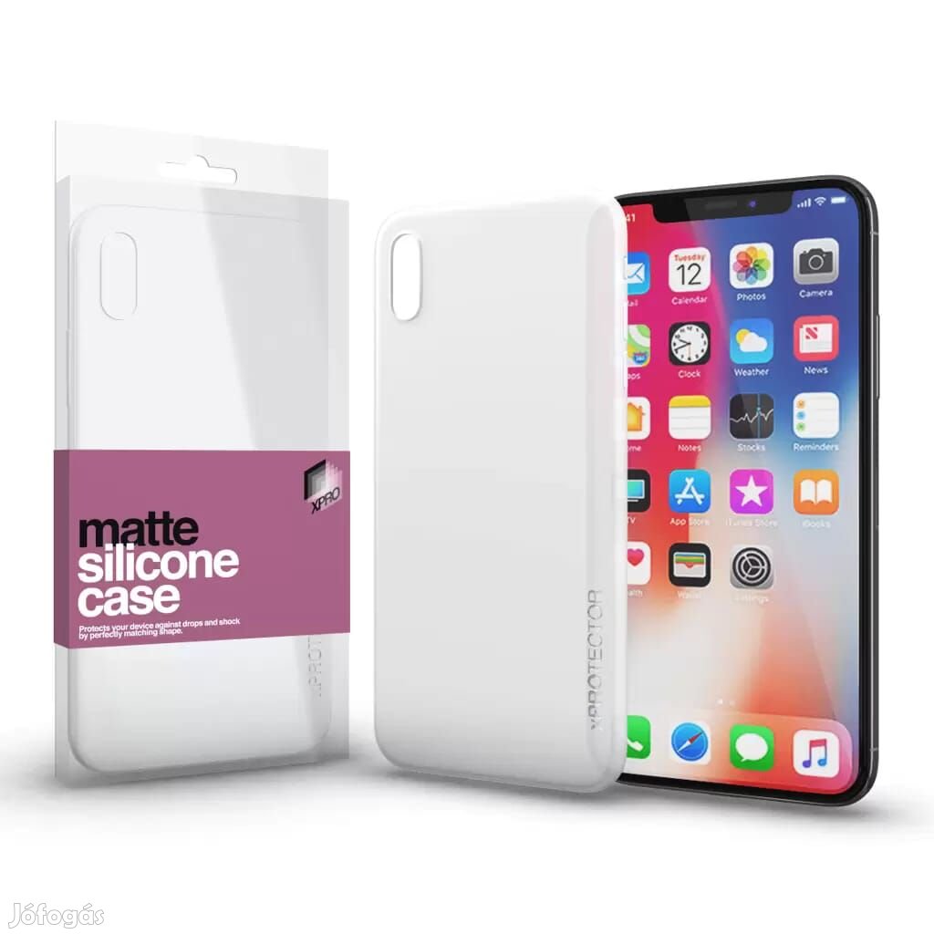 Szilikon matte tok ultra vékony opál fehér Apple iPhone X készülékhez