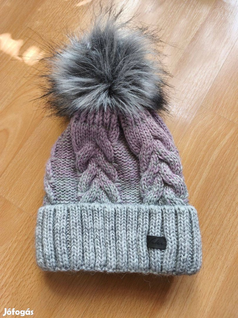 Színátmenetes polárral bélelt bojtos női kötött sapka