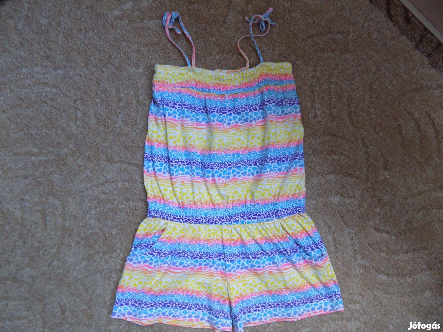 Színes, pamut playsuit 8-9 évesre