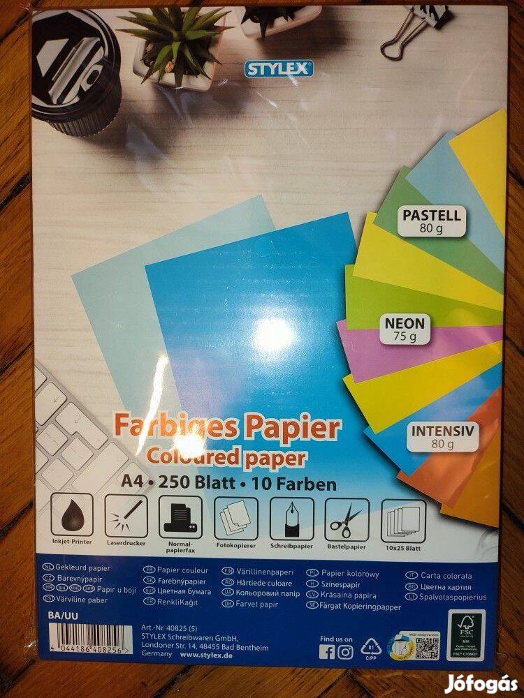 Színes fénymásolópapír A4 vegyes 10 színes 250 lapos bontatlan