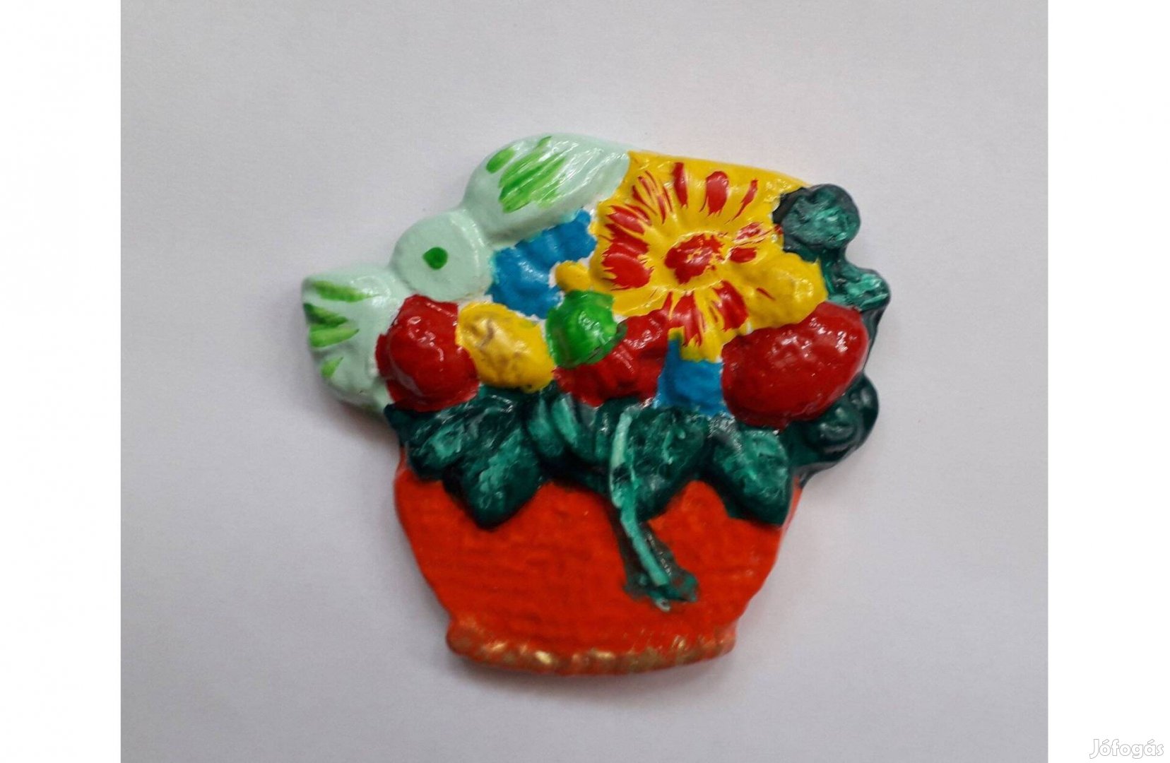 Színes festett gipsz virág kosár dekoráció 7*7 cm új