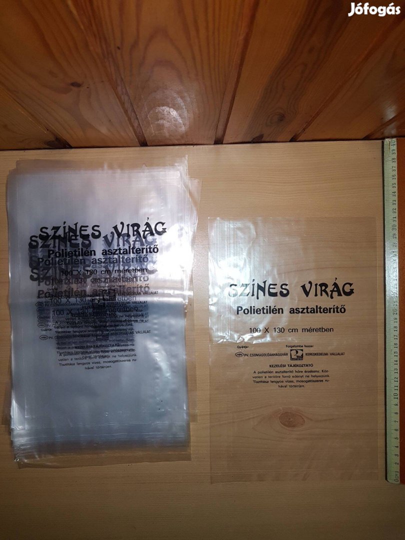 Színes virág polietilén asztalterítő új tasak csomag retró