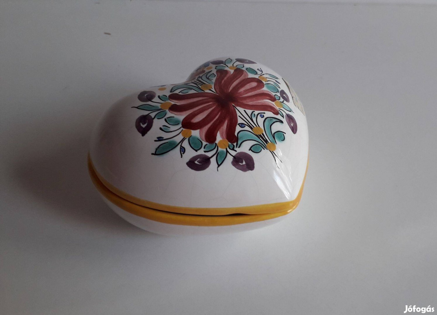 Szív alakú szlovák porcelán bonbonier ékszertartó 10*10*6 cm