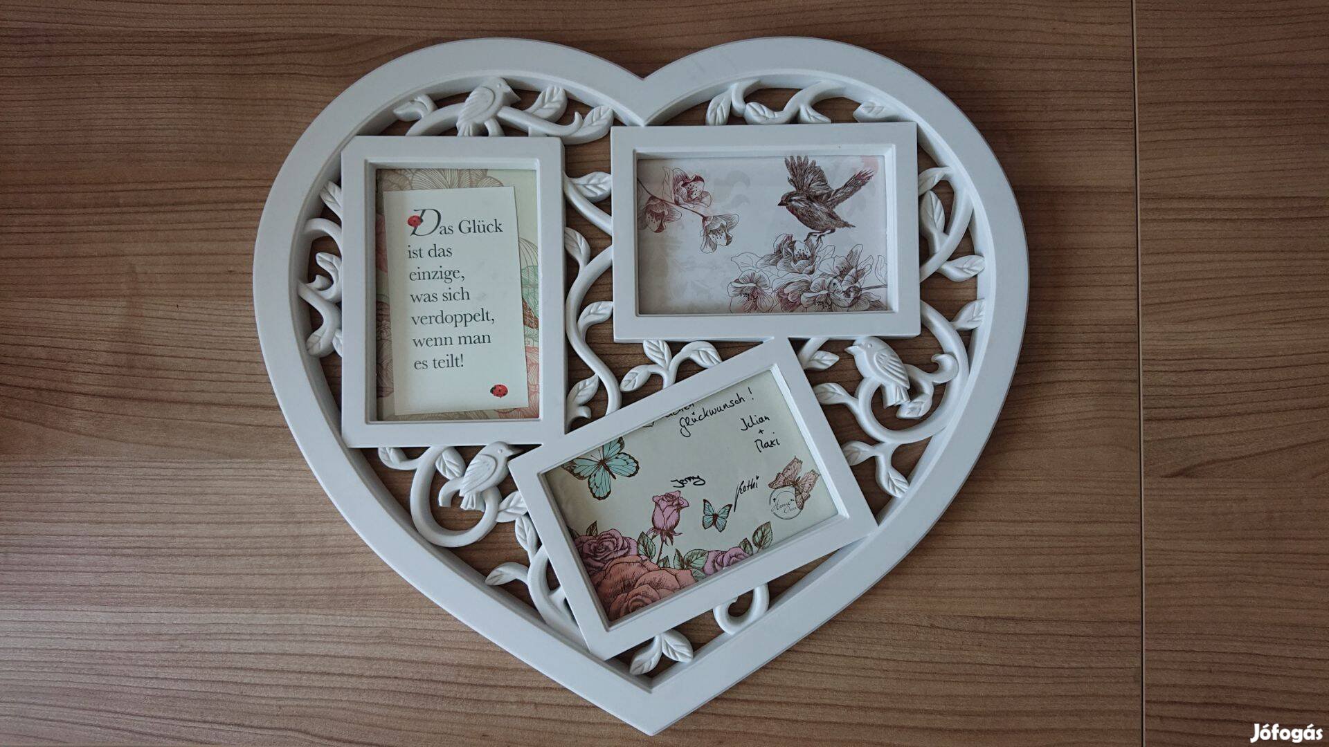 Szív formájú fotókollázs képkeret 3 fotónak