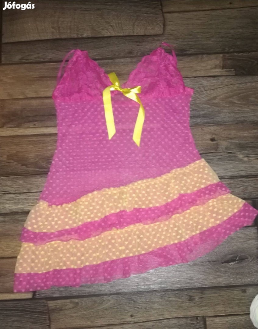 Szívecskés, szexis átlátszó aszimmetrikus aljú babydoll,