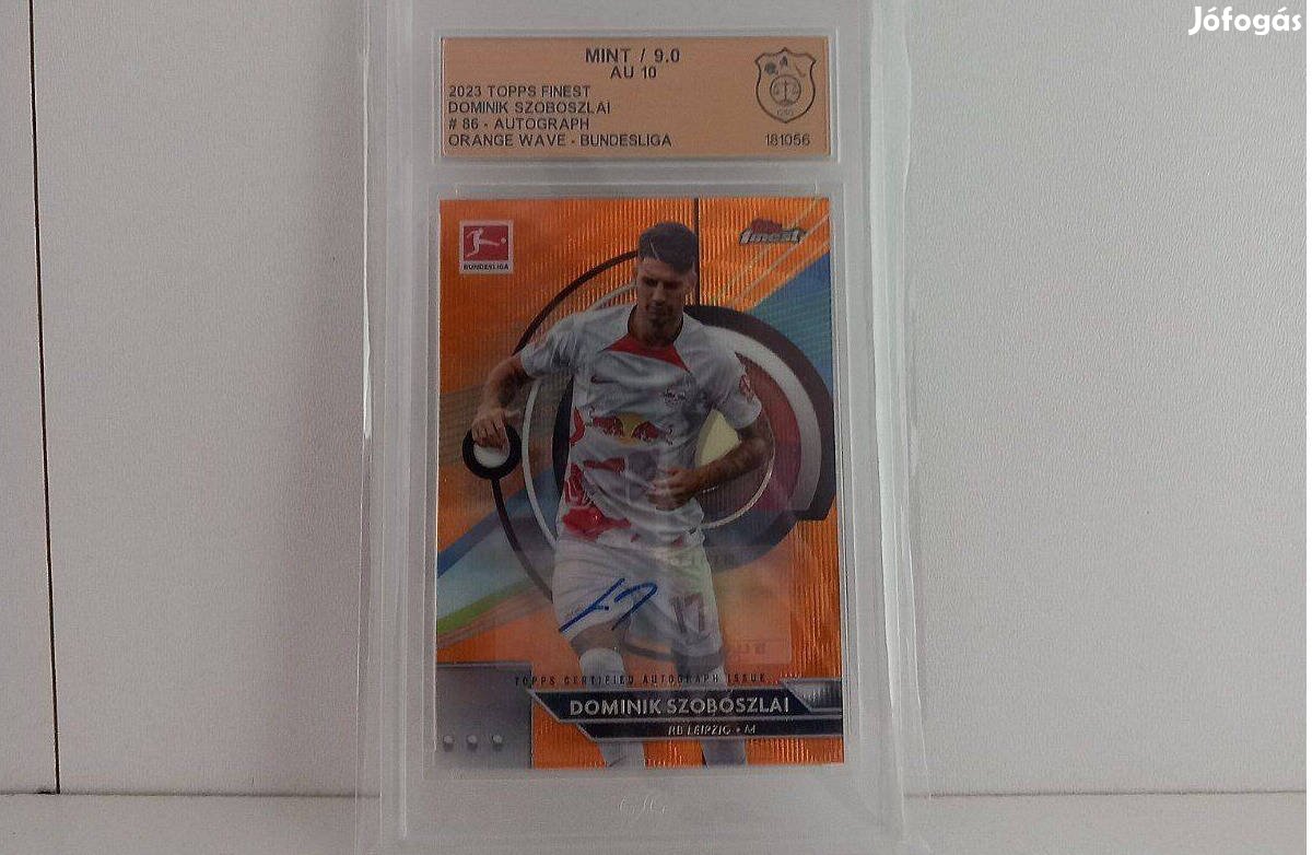 Szoboszlai Dominik 2023 Topps /10 Autograph Orange Wave focis kártya