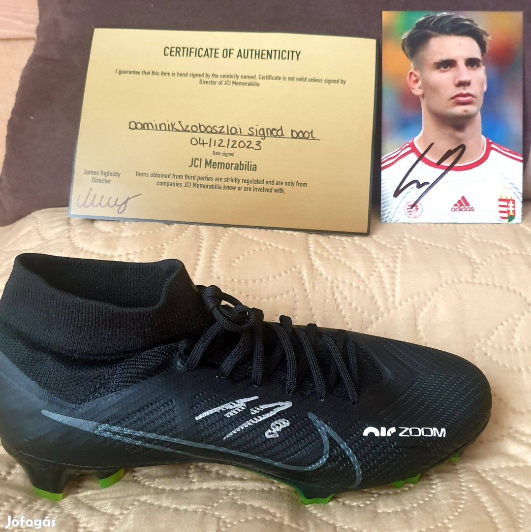 Szoboszlai Dominik Liverpool aláírt cipő tanúsítvánnyal +műsorfüzet