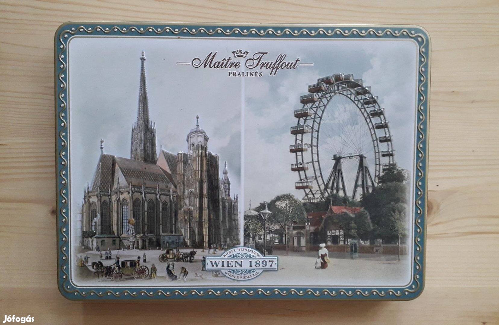 Szögletes fémdoboz új tiszta hibátlan 27*20*4 cm