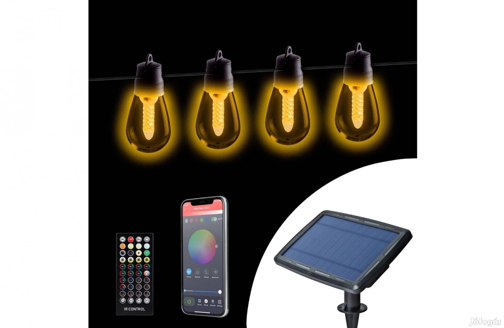 Szolár Smart fényfüzér - 25 db fehér LED - állítható